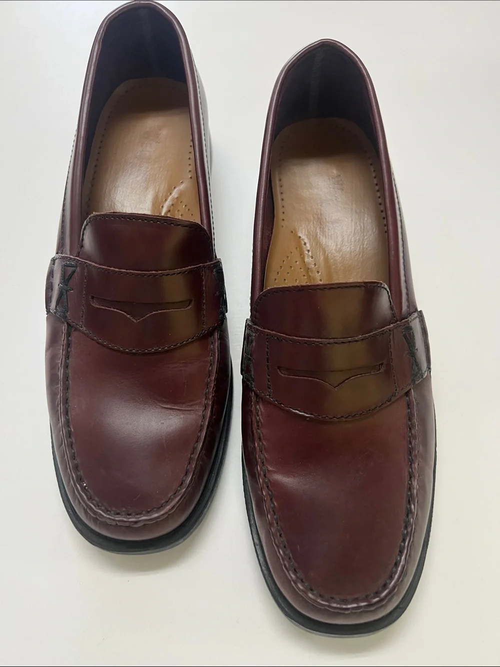 Bass Men's Dark Burgundy Leather Penny Loafers